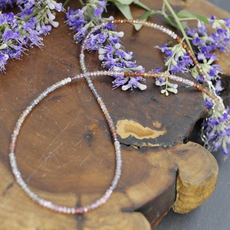 Multi Mauve Purple Pink Spinel Dainty Faceted Necklace 2MM || .925 Sterling Silver-Nature's Treasures