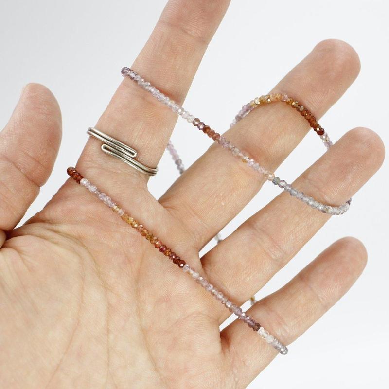 Multi Mauve Purple Pink Spinel Dainty Faceted Necklace 2MM || .925 Sterling Silver-Nature's Treasures
