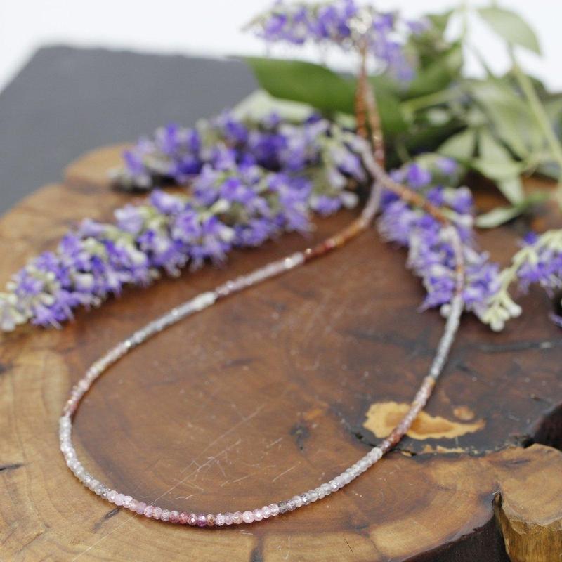 Multi Mauve Purple Pink Spinel Dainty Faceted Necklace 2MM || .925 Sterling Silver-Nature's Treasures