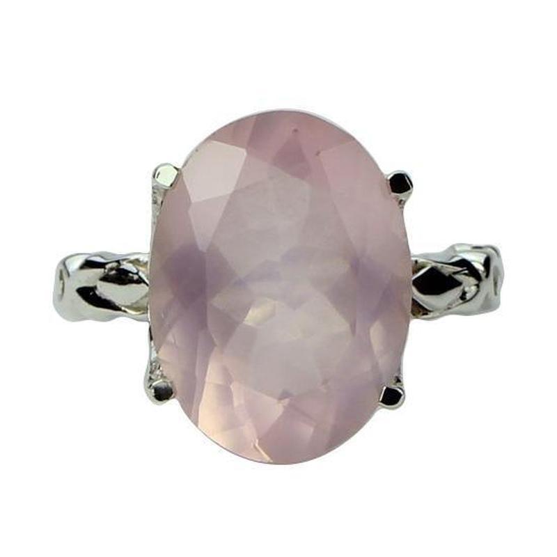 Multifaceted Rose Quartz Romancing Ring || .925 Sterling Silver-Nature's Treasures