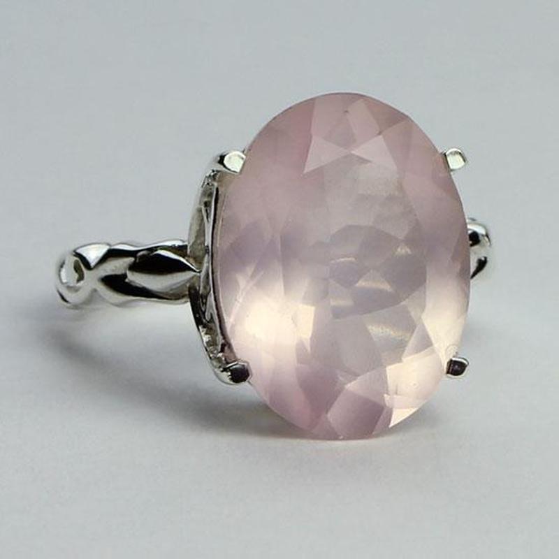 Multifaceted Rose Quartz Romancing Ring || .925 Sterling Silver-Nature's Treasures