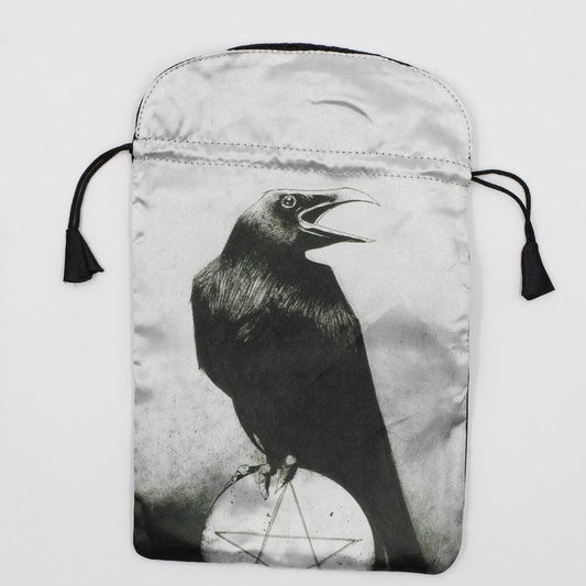 "Murder Of Crows Tarot Bag" Dupion Silk Drawstring Accessory Bag-Nature's Treasures