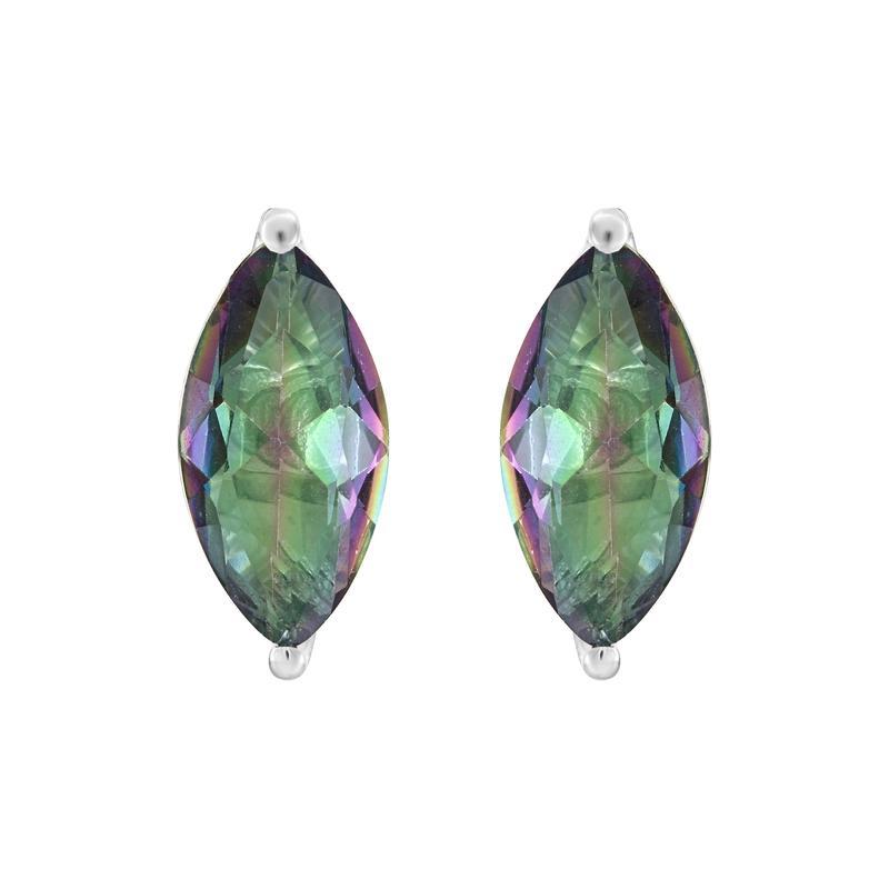 Mystic Topaz Eye Faceted Stud Earring || .925 Sterling Silver-Nature's Treasures