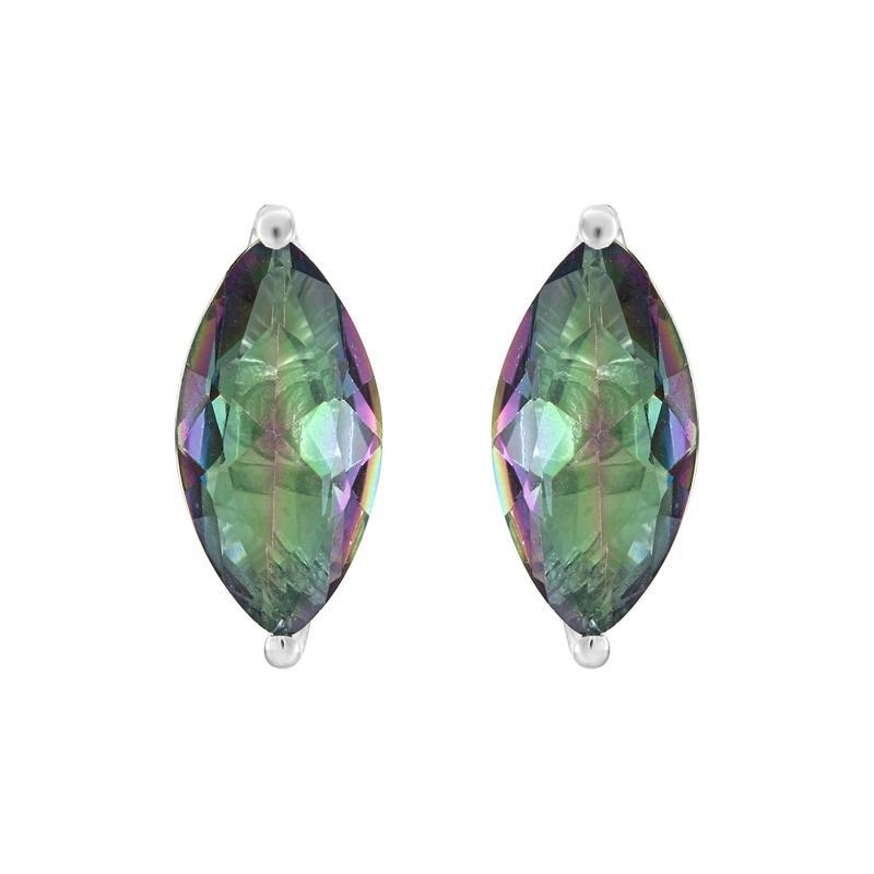 Mystic Topaz Eye Faceted Stud Earring || .925 Sterling Silver-Nature's Treasures