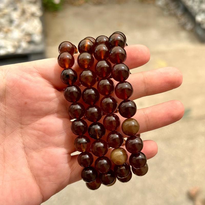 Natural Amber 10 MM Unisex Bracelet || Aura Cleansing, Inner Knowledge || Indonesia-Nature's Treasures