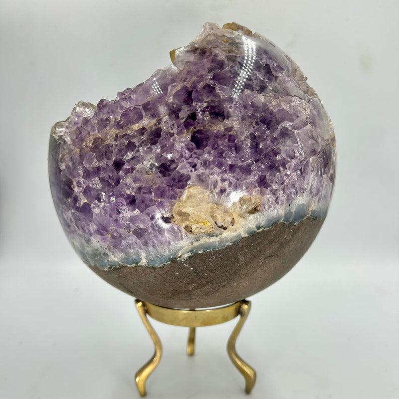 Natural Amethyst And Quartz Cluster Sphere Statement Piece || 170 MM || Protection, Mental Healing || Brazil-Nature's Treasures