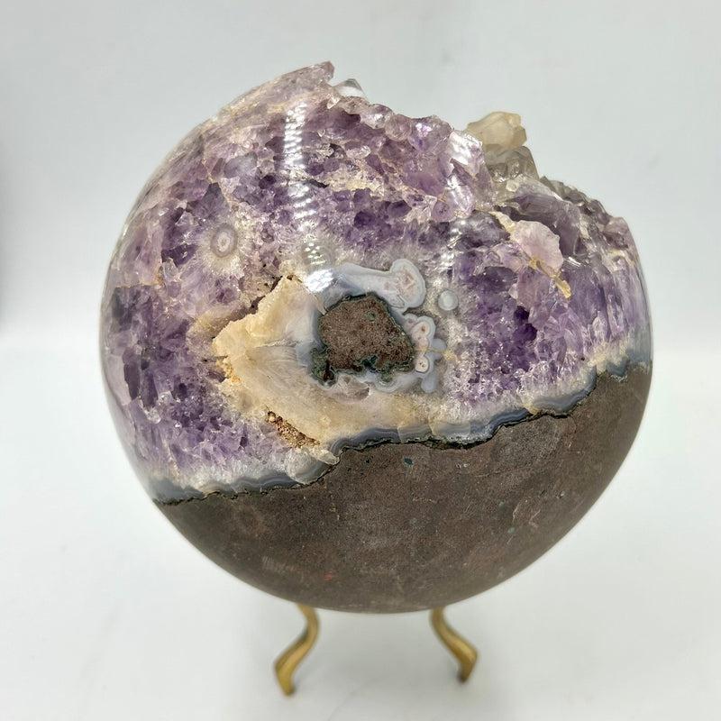 Natural Amethyst And Quartz Cluster Sphere Statement Piece || 170 MM || Protection, Mental Healing || Brazil-Nature's Treasures