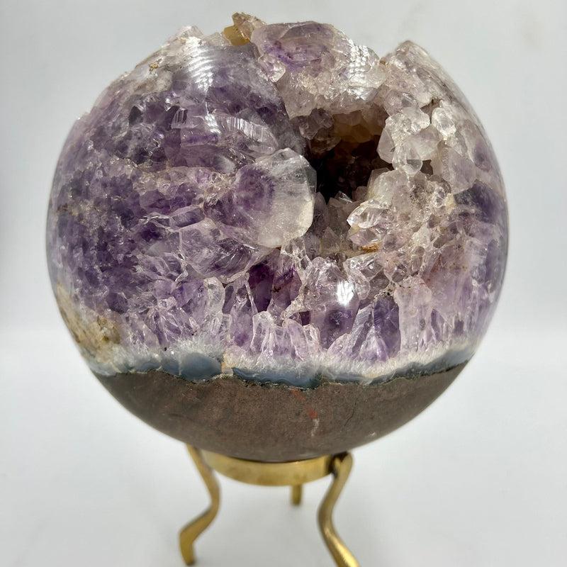 Natural Amethyst And Quartz Cluster Sphere Statement Piece || 170 MM || Protection, Mental Healing || Brazil-Nature's Treasures