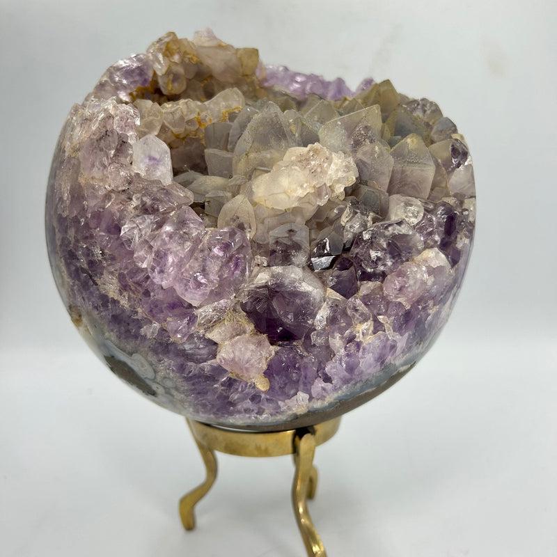 Natural Amethyst And Quartz Cluster Sphere Statement Piece || 170 MM || Protection, Mental Healing || Brazil-Nature's Treasures