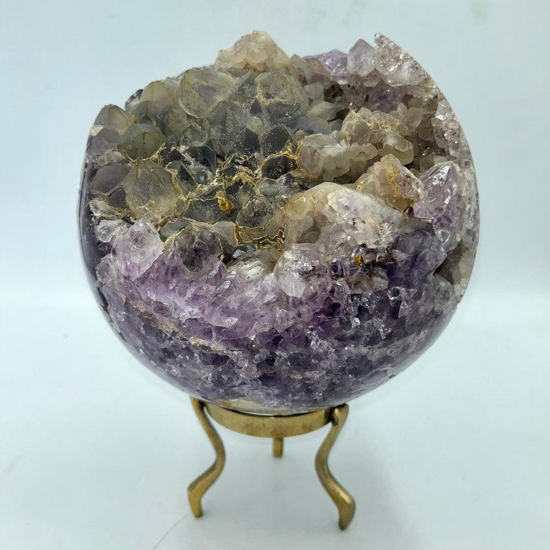 Natural Amethyst And Quartz Cluster Sphere Statement Piece || 170 MM || Protection, Mental Healing || Brazil-Nature's Treasures