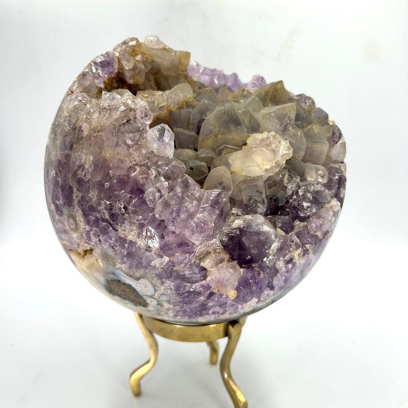 Natural Amethyst And Quartz Cluster Sphere Statement Piece || 170 MM || Protection, Mental Healing || Brazil-Nature's Treasures