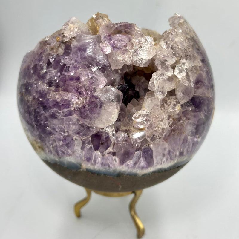 Natural Amethyst And Quartz Cluster Sphere Statement Piece || 170 MM || Protection, Mental Healing || Brazil-Nature's Treasures