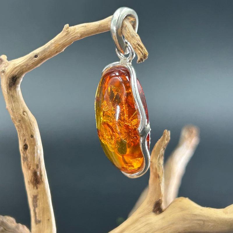 Natural Baltic Amber Oval Pendants || .925 Sterling Silver-Nature's Treasures