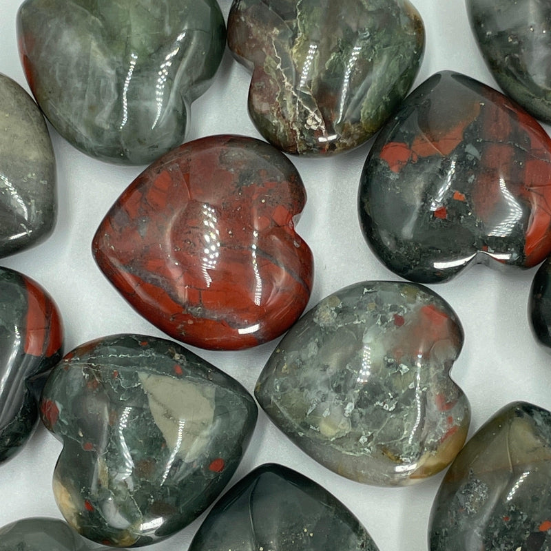 Natural Bloodstone Pocket Heart 30 MM || Stability, Detoxing Energies || Africa