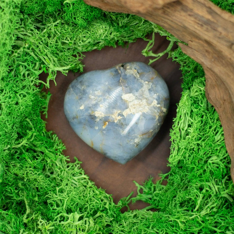 Natural Blue Opal Pocket Hearts || Tension Releaser, Communication || Indonesia-Nature's Treasures