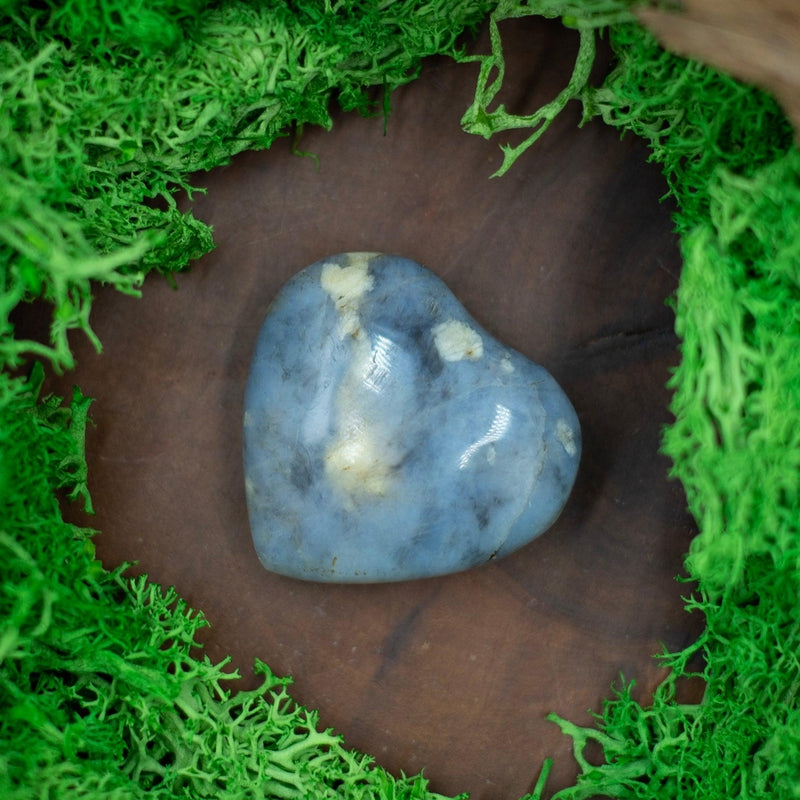 Natural Blue Opal Pocket Hearts || Tension Releaser, Communication || Indonesia-Nature's Treasures