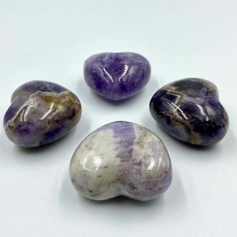 Natural Chevron Amethyst Pocket Hearts || Spiritual Growth, Cleansing || Brazil-Nature's Treasures