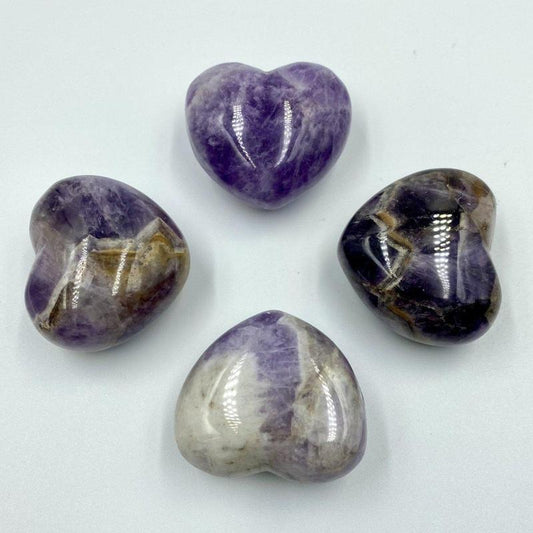 Natural Chevron Amethyst Pocket Hearts || Spiritual Growth, Cleansing || Brazil-Nature's Treasures
