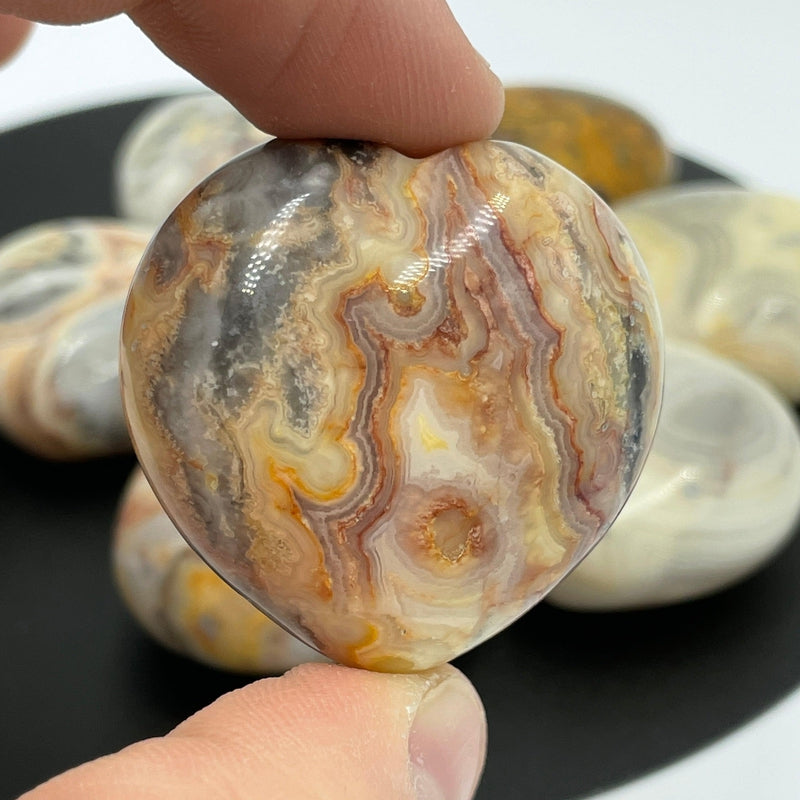 Natural Crazy Lace Agate Pocket Hearts 35 MM || Joy, Support, Stability || Mexico-Nature's Treasures