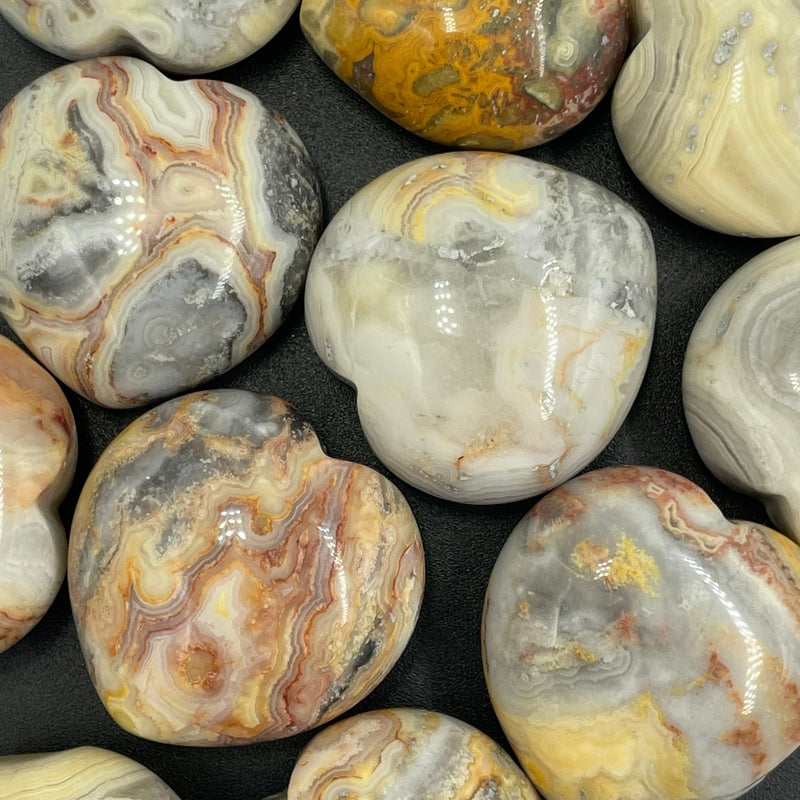 Natural Crazy Lace Agate Pocket Hearts 35 MM || Joy, Support, Stability || Mexico-Nature's Treasures