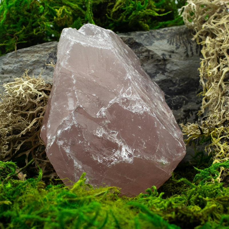 Rough Natural Crystal Necklace, Rose Quartz