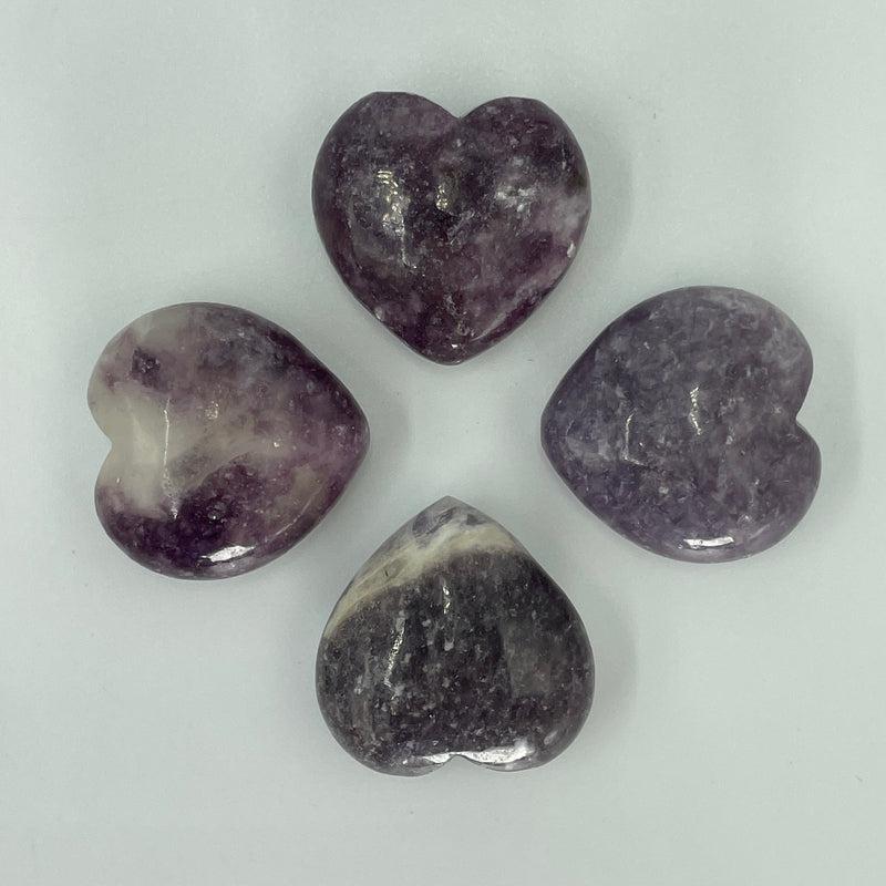 Natural Lepidolite Pocket Hearts || Emotional Healing, Stress Relief || Brazil-Nature's Treasures