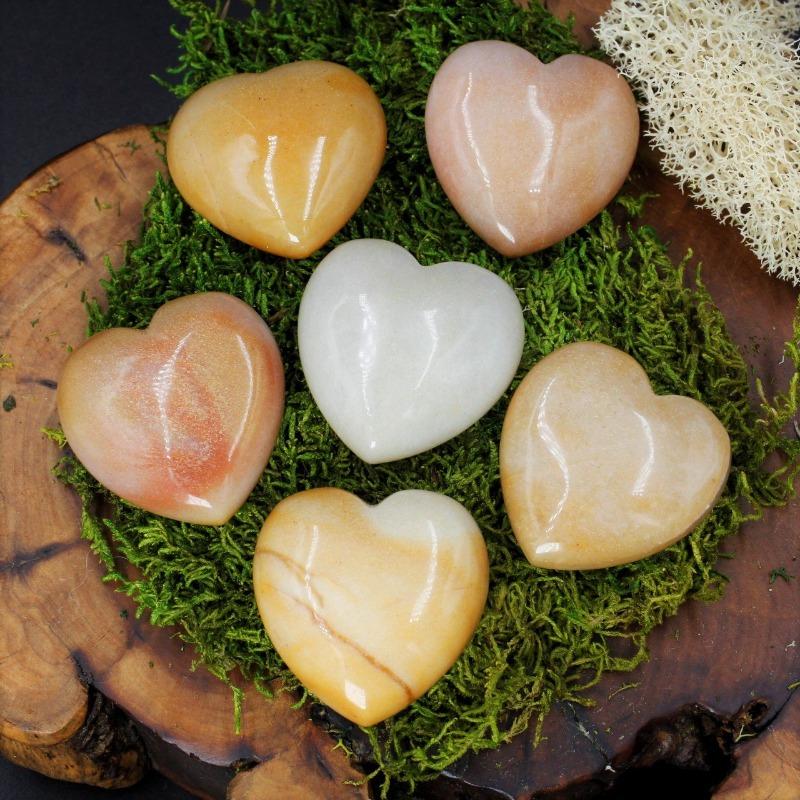 Natural Moonstone Pocket Hearts || Psychic Protection, Emotional Balance || India-Nature's Treasures