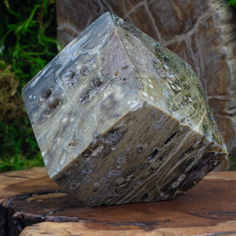 Natural Ocean Jasper Cube from Madagascar | Crystal Décor-Nature's Treasures