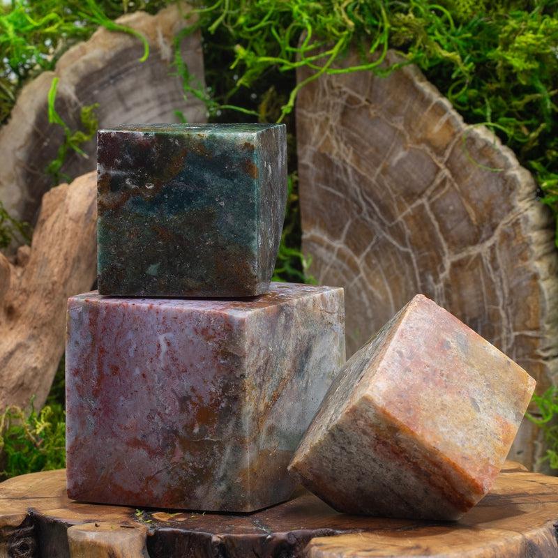 Natural Ocean Jasper Cube from Madagascar | Crystal Décor-Nature's Treasures