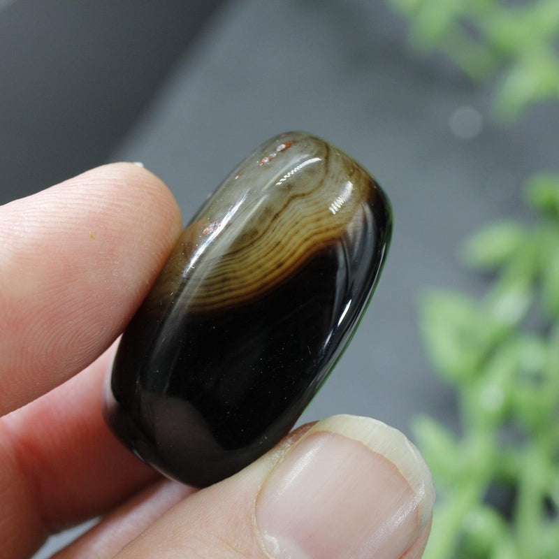 Natural Polished Black Agate Tumble Stone || Grounding, Communication, Self-Direction || China-Nature's Treasures