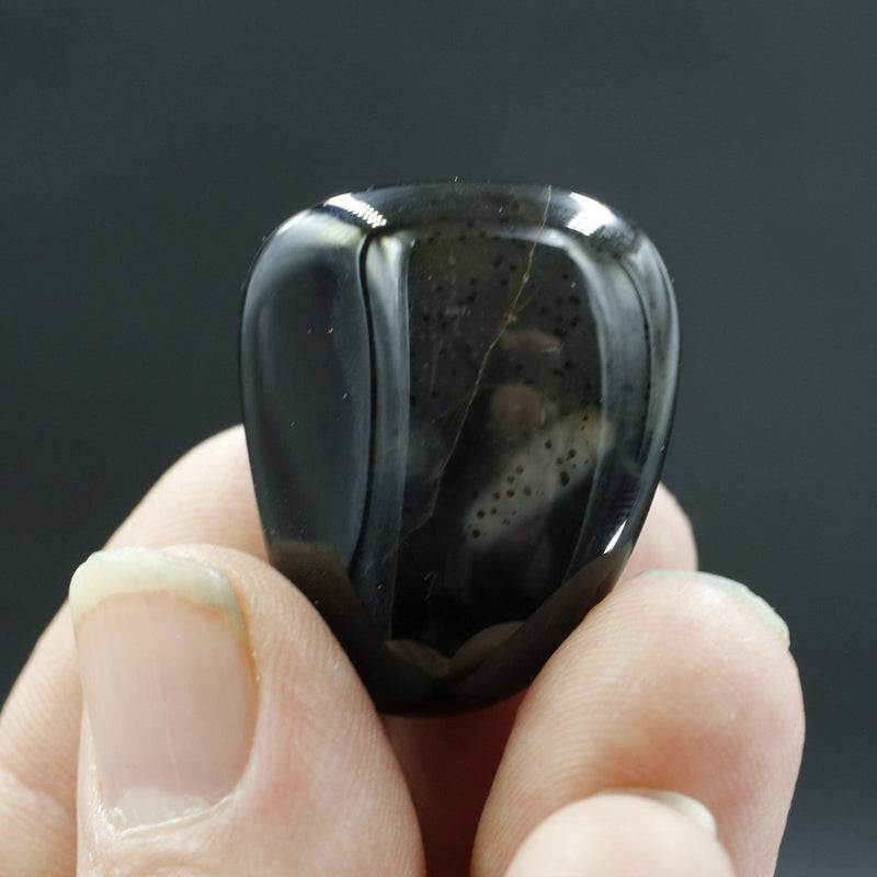 Natural Polished Black Agate Tumble Stone || Grounding, Communication, Self-Direction || China-Nature's Treasures