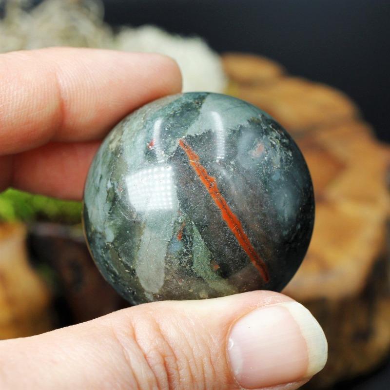 Natural Polished Bloodstone Sphere 30 MM || Grounding, Mental Peace || South Africa-Nature's Treasures