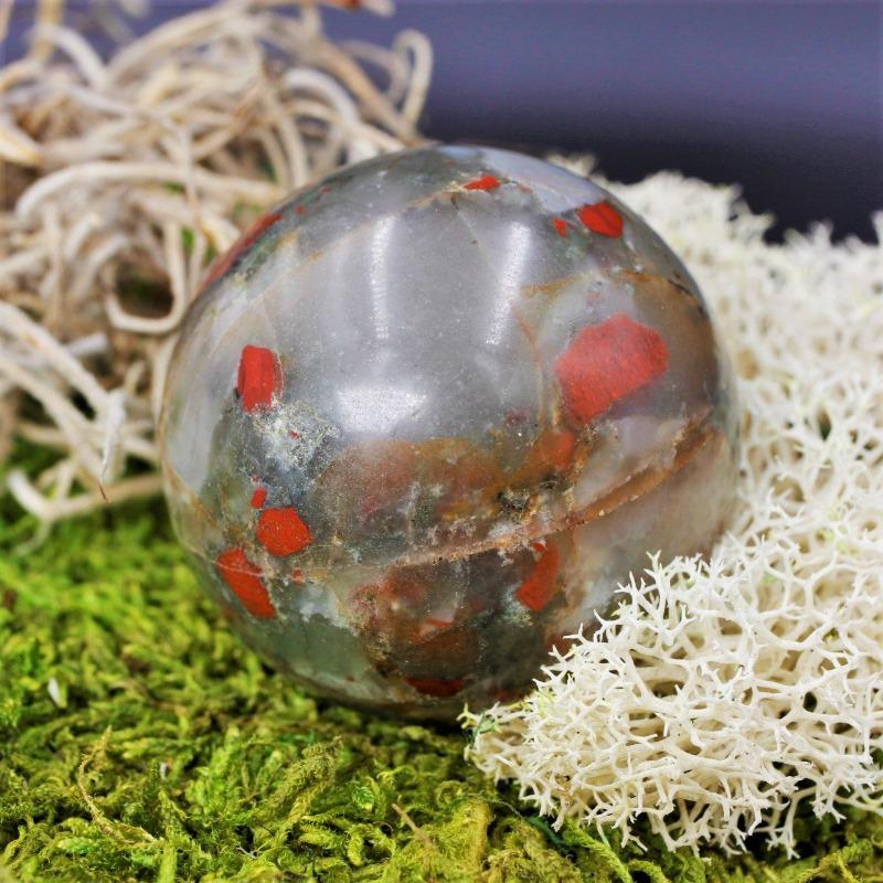 Natural Polished Bloodstone Sphere 30 MM || Grounding, Mental Peace || South Africa