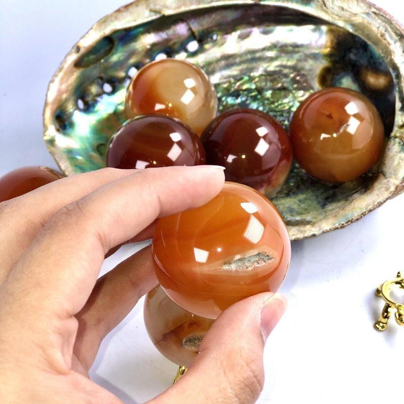 Natural Polished Carnelian Sphere || Strength, Creativity, Grounding || 40 MM || Brazil-Nature's Treasures