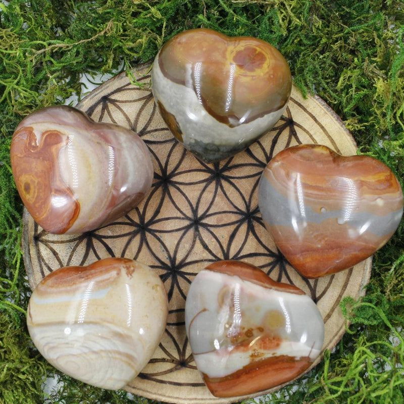 Natural Polychrome Jasper Puff Hearts || Balancing, Grounding || Madagascar-Nature's Treasures