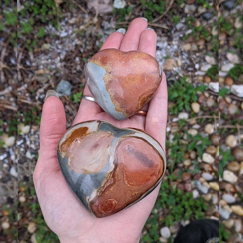 Natural Polychrome Jasper Puff Hearts || Balancing, Grounding || Madagascar-Nature's Treasures