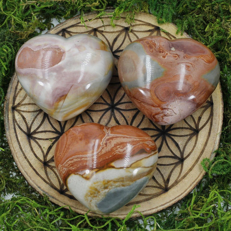 Natural Polychrome Jasper Puff Hearts || Balancing, Grounding || Madagascar-Nature's Treasures