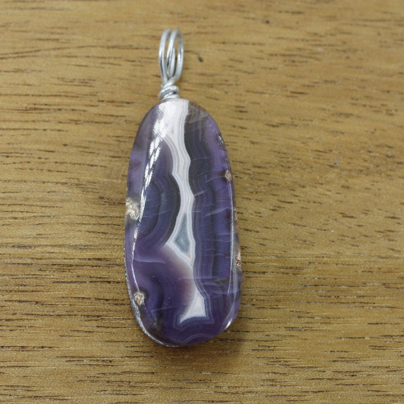 Natural Purple Passion Agate Wired Wrapped Pendant || Mexico-Nature's Treasures