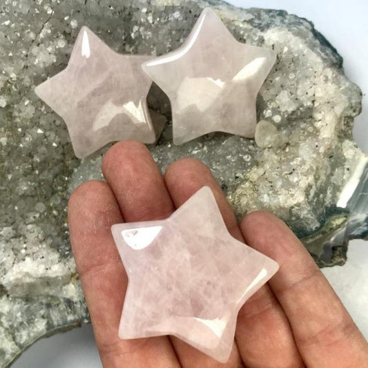 Natural Rose Quartz Star Carvings || Self-Love, Emotional Healing || Brazil-Nature's Treasures