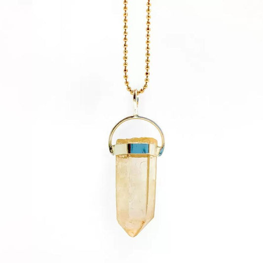 SHOW PRODUCT- Rough Golden Lemurian Quartz Pendants|| .925 Sterling Silver-Nature's Treasures