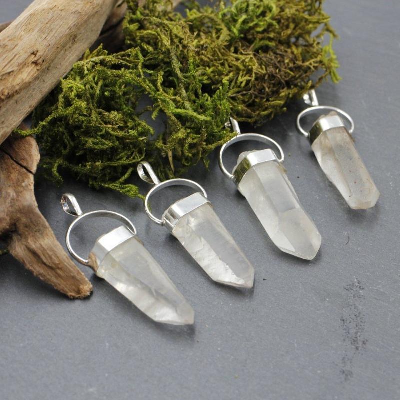 Natural Rough Lemurian Seed Quartz Point Pendant || .925 Sterling Silver-Nature's Treasures