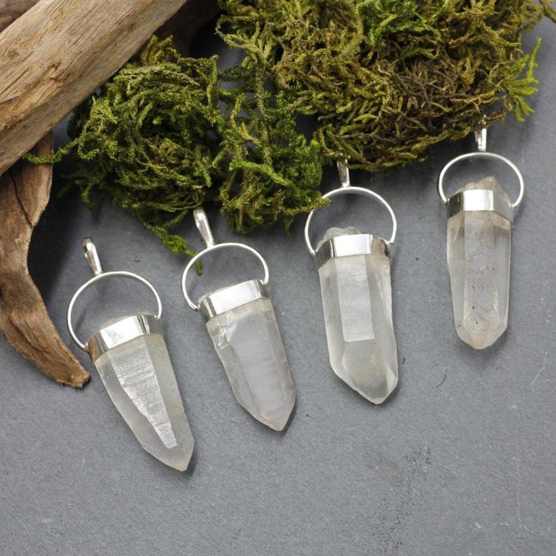 Natural Rough Lemurian Seed Quartz Point Pendant || .925 Sterling Silver-Nature's Treasures