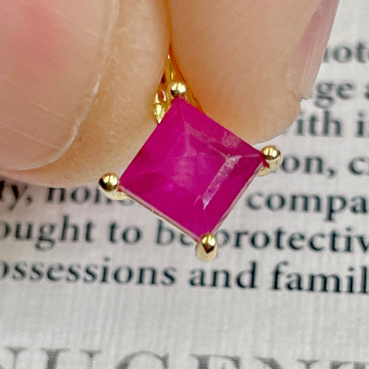 Natural Ruby Faceted Dainty Pendant | 14k Vermeil Gold | Africa-Nature's Treasures
