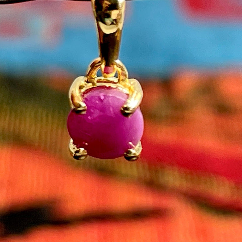 Natural Ruby Faceted Dainty Pendant | 14k Vermeil Gold | Africa