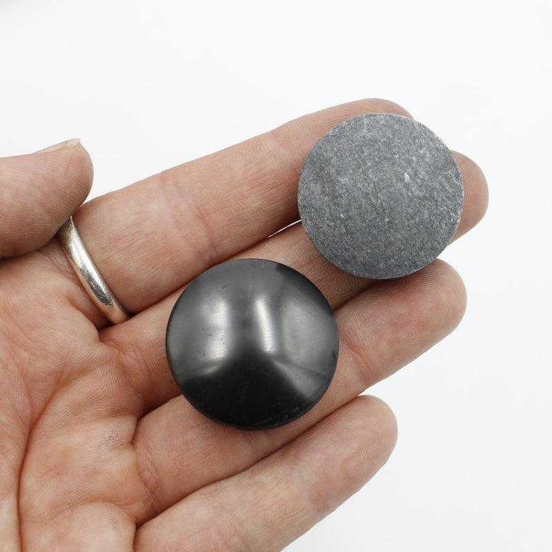 Natural Shungite Pocket Harmonizer Pair Set Lens || EMF, Protection, Cleansing || Russia-Nature's Treasures