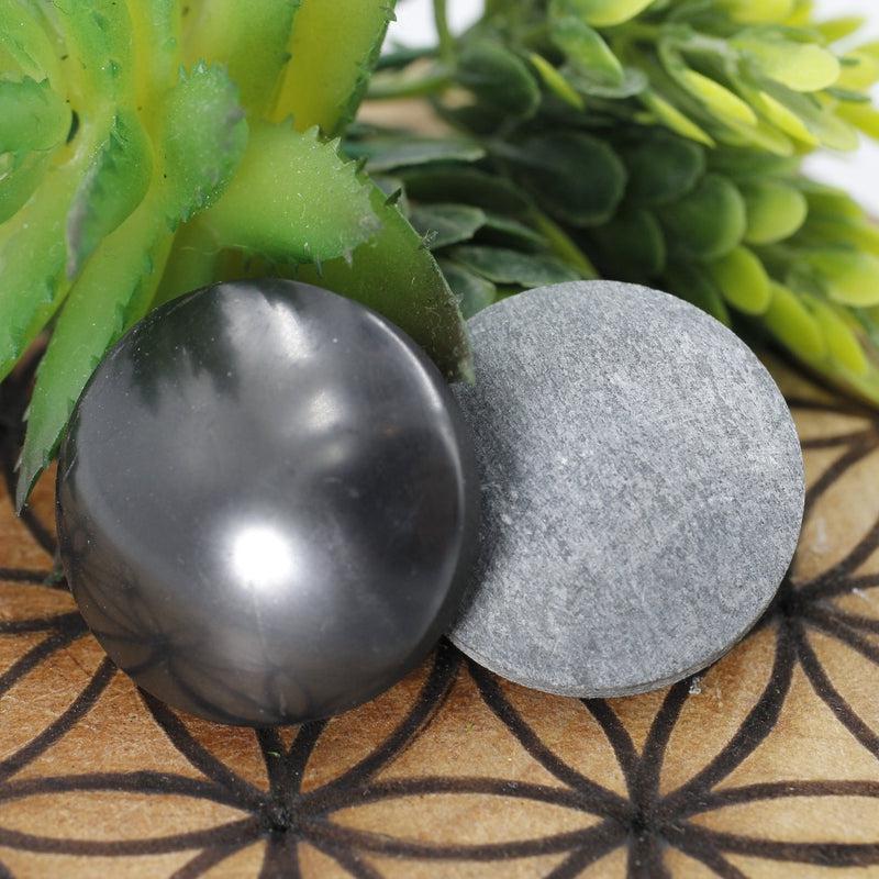 Natural Shungite Pocket Harmonizer Pair Set Lens || EMF, Protection, Cleansing || Russia-Nature's Treasures