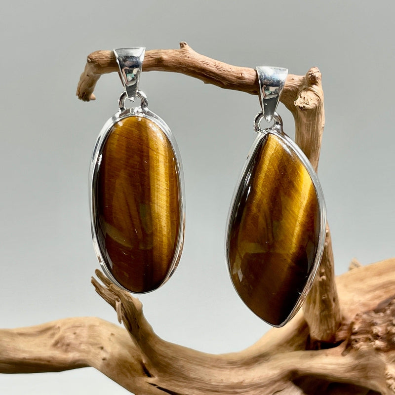 Natural Tiger's Eye Pendants || .925 Sterling Silver-Nature's Treasures