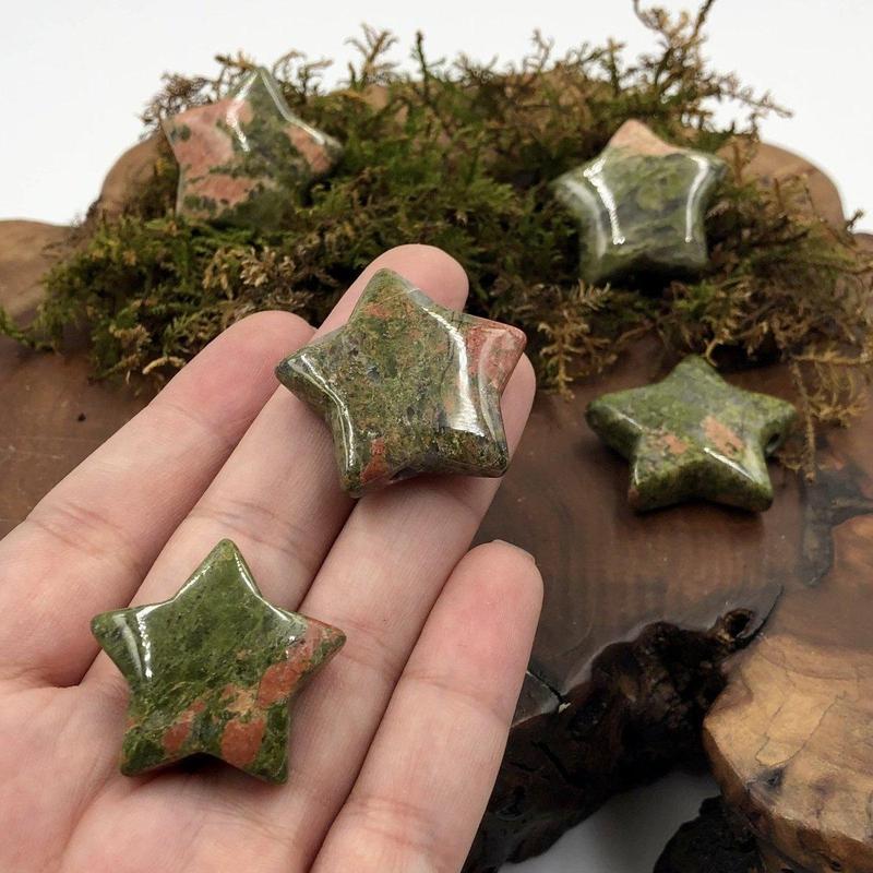 Natural Unakite Jasper Star Carvings || Emotional Balance, Grounding || Canada-Nature's Treasures
