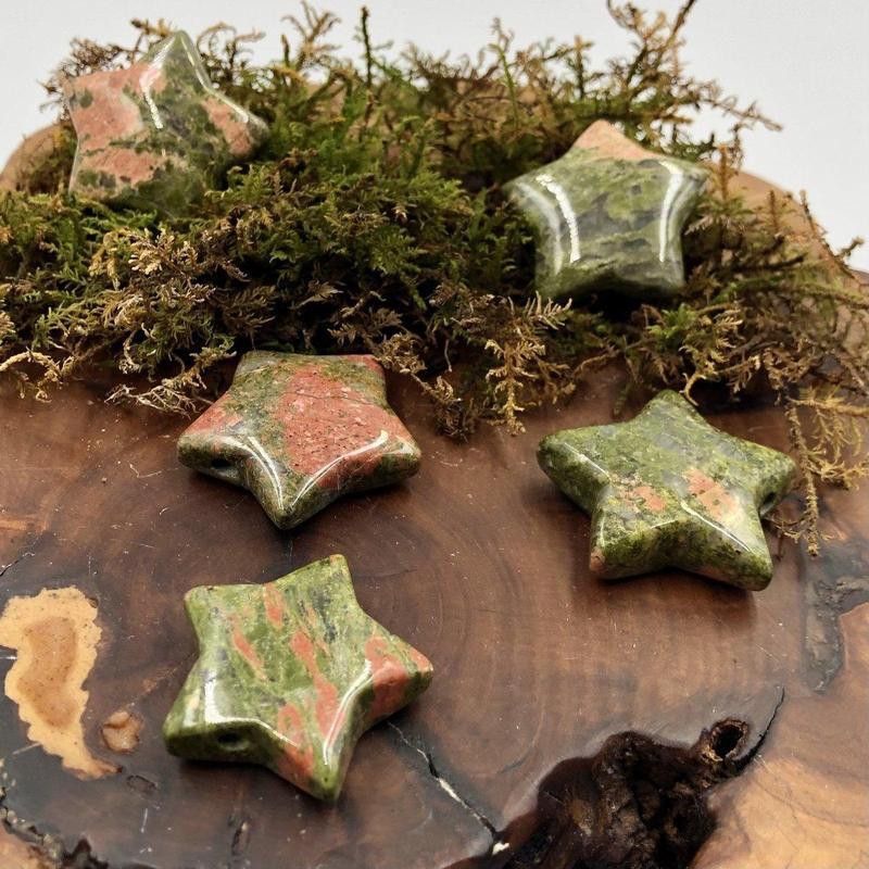 Natural Unakite Jasper Star Pendant || Emotional Balance, Grounding || Canada-Nature's Treasures
