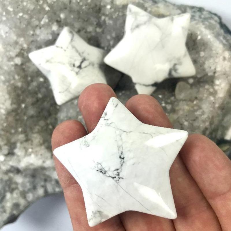 Natural White Howlite Star Carvings || Awareness, Stress, Calmness || Canada-Nature's Treasures